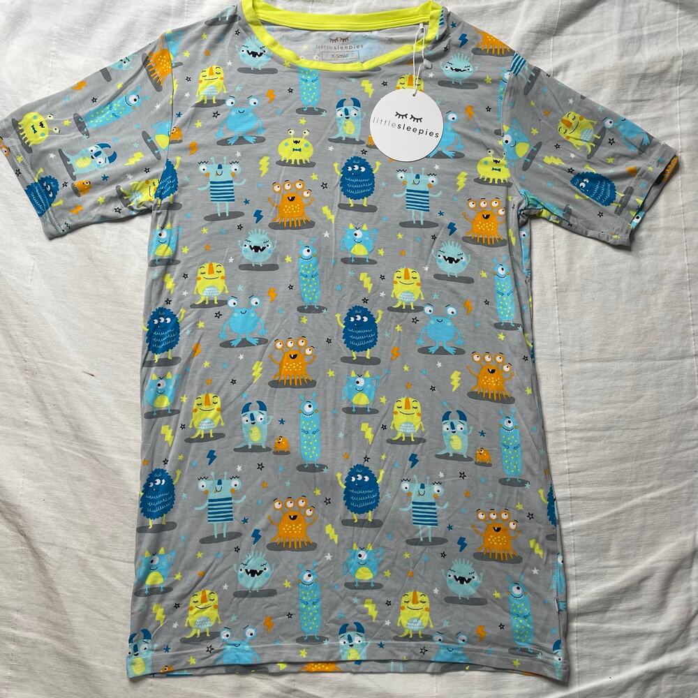 NWT Little Sleepies Monster Mayhem Short Sleeve Pajama Top XS Women's Bamboo